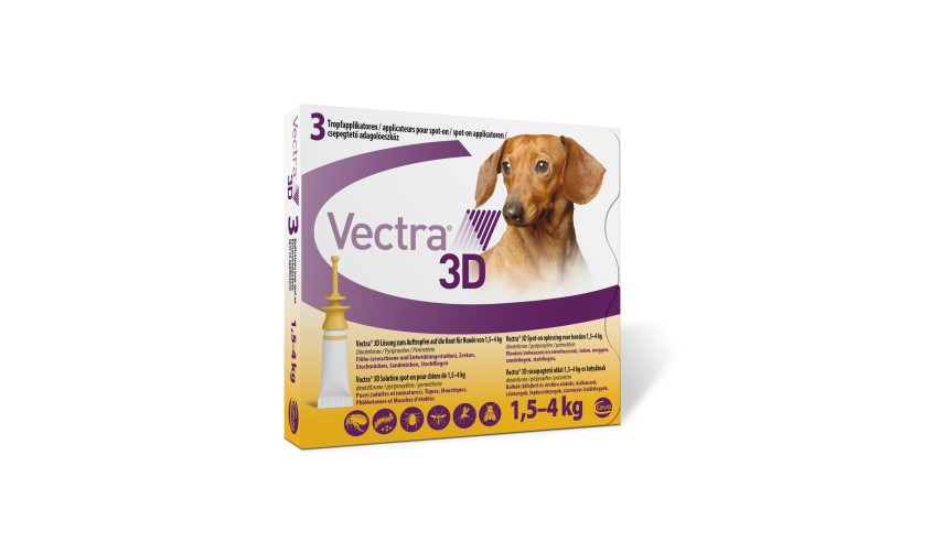 VECTRA 3D PERRO 1,5-4 KG - 3 PIPETAS AMARILLO