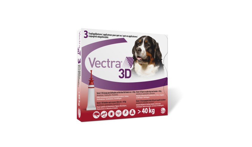 VECTRA 3D PERRO + 40 KG - 3 PIPETAS ROJO