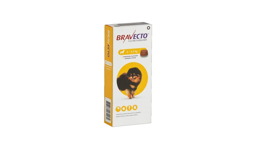 BRAVECTO 112.5 MG (2 KG - 4.5KG) 1 COMP. AMARILLO