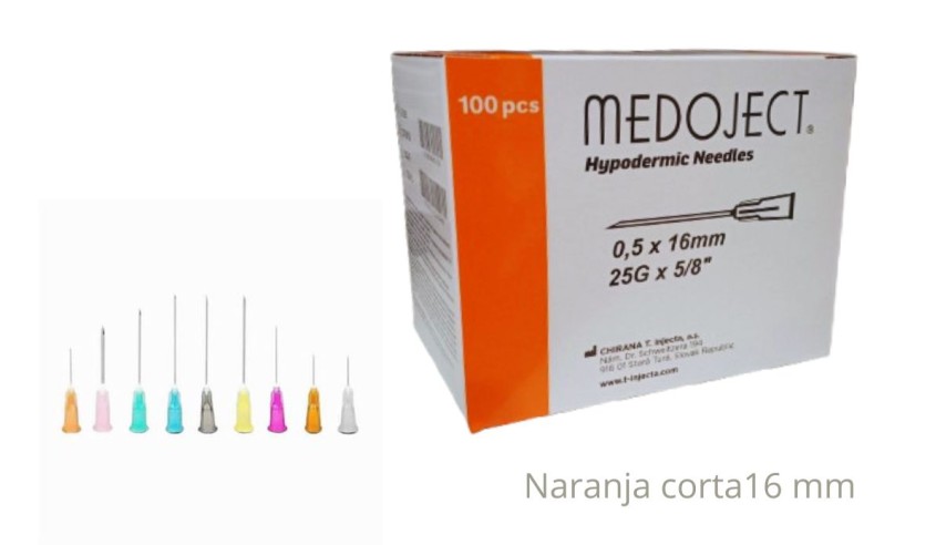 AGUJA NARANJA 25GX5/8  16X0 5  100 UNIDADES