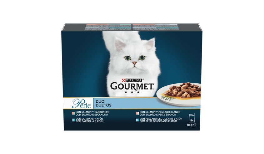 GOURMET PERLE FINAS LAMINAS DUO CON PESCADO 8X85G